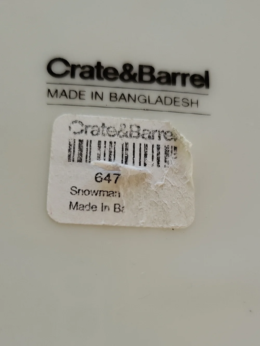 Crate & Barrel Snowman Plate